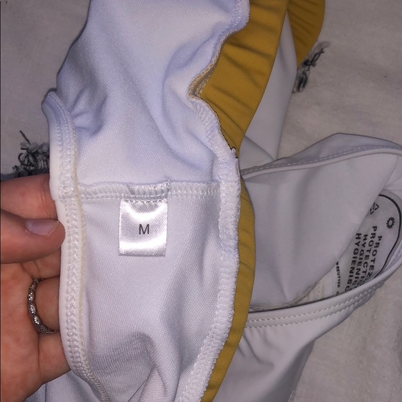 White bathing suit bottoms with gold band - Picture 3 of 3